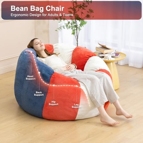Giant Bean Bag Chair for Adults, Shredded Foam Floor Lounge Chair with Arms | Colorful corduroy, roomy comfort for living rooms, bedrooms, reading nooks, gaming rooms, movie nights, and time with pets - Image 3