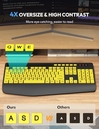 SABLUTE Wireless Keyboard and Mouse Combo with Large Print, Ergo Wrist Rest - Image 2