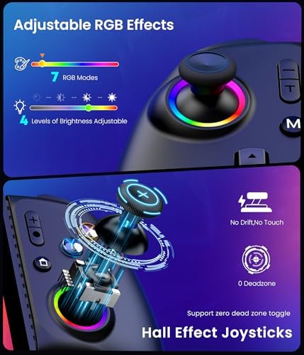 LIFUFUTEE Switch 2 Controller for Nintendo Switch 2/1/OLED, iPhone & Android, RGB Wireless Handheld Gaming Controller with Hall Effect Joysticks No Drift, Macro Programmable & Turbo, Works with Xbox Cloud & Steam Link - Image 3