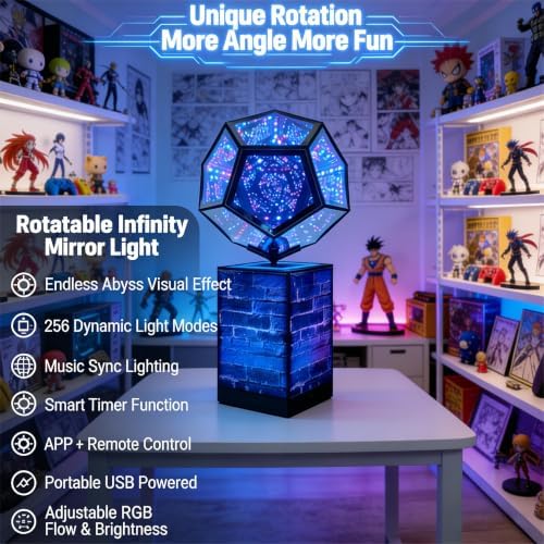 Rotatable Infinity Dodecahedron Mirror Light, RGBW Abyss Lamp - Image 5