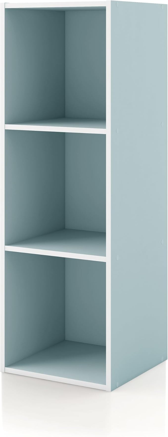 Homes: Inside + Out Apexa 3-Cube Storage Organizer Shelves, Stackable Wood Bookcase Fits Cubby Bins for Organization, Dorm Teen Room Decor & Home Office, Light Blue by HOMESInsideOut