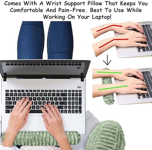 Homie Reading Pillow with Reading Light and Wrist Support, Has Arm Rests, and Back Support for Bed Rest, Lounging, Reading, Working on Laptop, Watching TV (Green) - Image 3