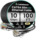 CableGeeker Cat 6A Slim Ethernet Cable 100ft, 10Gbps, Black by CableGeeker