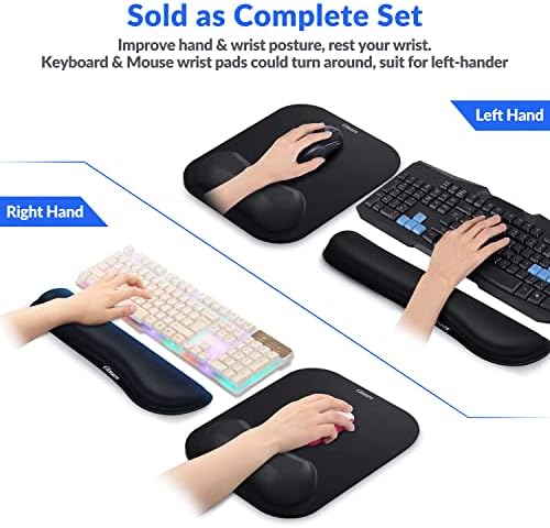 Gimars Elongate Smooth Lycra Fabric Ergonomic Mouse Pad Wrist Support, Gel Memory Foam Cushion Set Keyboard Wrist Rest Support, Pain Relieve for Computer, Laptop, Office, School, Home, Gaming, Black - Image 6