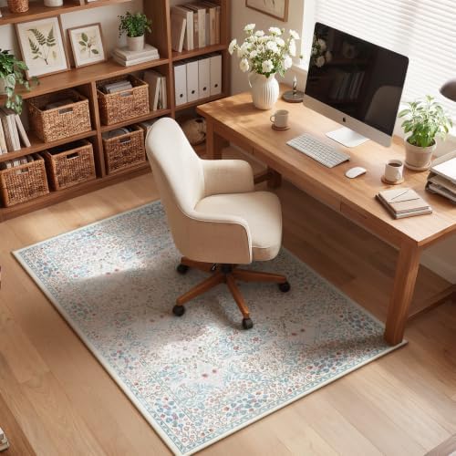 Anidaroel 36"x48" Green Floral Office Chair Mat for Hardwood Floor, Office Rugs for Rolling Chair, Computer Gaming Chair Mat, Under Desk Chair Floor Mat Large Protector Carpet for Office Chair by Anidaroel
