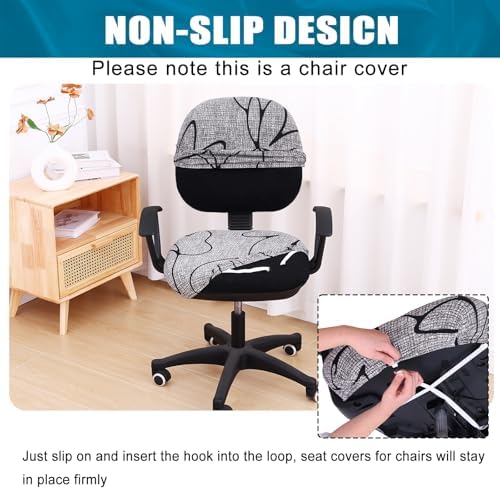 Smiry Stretch Printed Office Computer Desk Chair Covers for Seat & Backrest | Stretch Fit, Soft Fabric Universal Washable Removable, Anti-Dust Rotating Chair Slipcovers Protector - Image 3