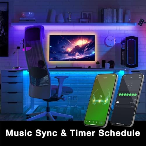 DAYBETTER Smart WiFi Led Lights, Phone App Controlled, Compatible with Alexa and Google Assistant, Timer Schedule, RGB Strip Color Changing Décor for Bedroom Party Kitchen, 25ft - Image 4