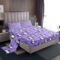 Penguin Bed Sheets Full Size Kawaii Penguin Sheet Set Antarctic Animal Fitted Sheet for Kids Boys Girls Teens Cartoon Cute Winter Theme Bedding Set Snowflake Pattern Flat Sheet Room Decor, Purple by Erosebridal