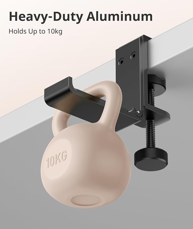 Kimiangel Headphone Stand Under Desk, Foldable Aluminum Headset Holder with Adjustable Screw Clamp, Headphone Hook Mount for Gaming Accessories, Space-Saving Under Table Headset Hanger - Image 2
