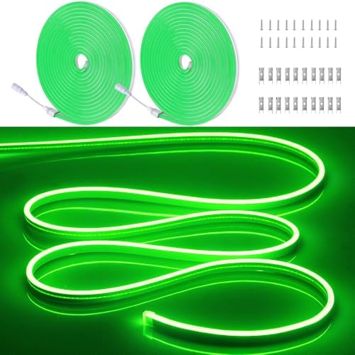 10M/2PCS/32.8FT/Neon Light Strip - Flexible LED Rope Light Waterproof Design for Indoor & Outdoor Use, Perfect for Parties, Holidays, and Home Decor [Power Adapter Not Included] Green by OWOFYDRForprofessional