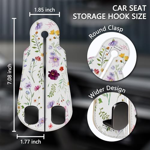 Blusabaca 2PCS Car Seat Headrest Hooks, Purses Bags Holder, Flowers Floral - Image 5