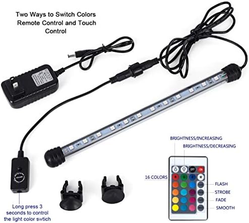 MQ 20 in Submersible LED Aquarium Light, 3.5W Color Changing Fish Tank Light with Remote Control, IP68 Crystal Glass 24 LEDs Lights Bar, for Fish Tank 25-30 inch - Image 6