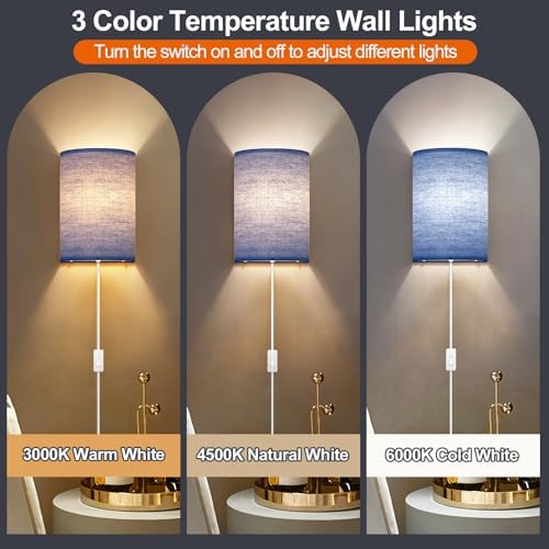 Yunaking Plug in Wall Sconces Set of Two Wall Lights with On/Off Switch - Image 5