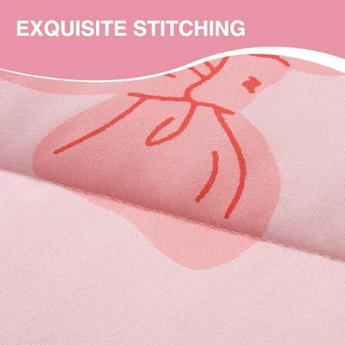 A Nice Night Zipper Bedding for Girls Chic Bow Comforter Set,Strawberry Printed Cute Ribbon Bowknot Kids Bedding Set,Twin Size - Image 6