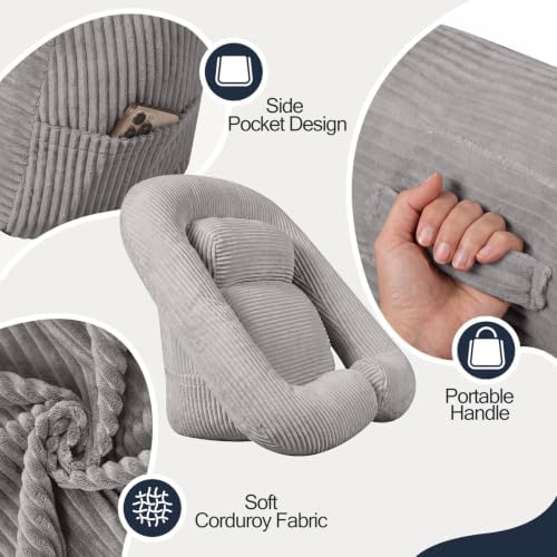 Reading Pillow for Bed Adult, 2-in-1 Back Rest Pillow for Sitting Up - Image 4