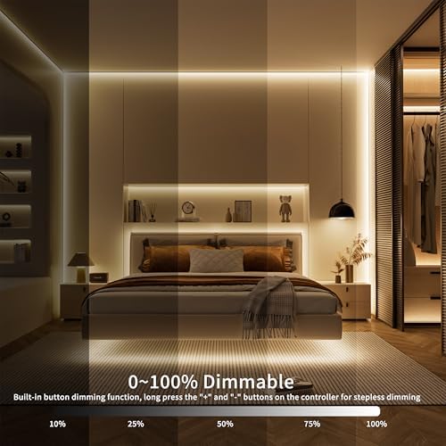 PAUTIX 5V USB CCT Tunable COB LED Strip Lights 6.56ft/2m,1280LEDs 1200lm 2700K-6500K Dimmable CRI85+ with RF Remote TV Backlight,Flexible Under Cabinet Tape Light for Bedroom,Kitchen,Home DIY Lighting - Image 5