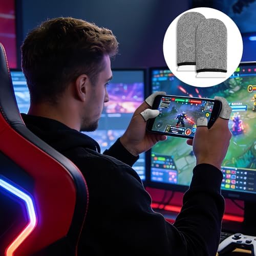 Gaming Finger Gloves Sleeves, Profesionales Breathable Sweatproof Touch Screen Mobile Silver Fibers Finger Sleeve Thin - Image 6
