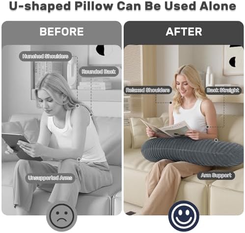 Reading Pillow for Bed, Backrest Pillow with Arms for Adult - Image 5