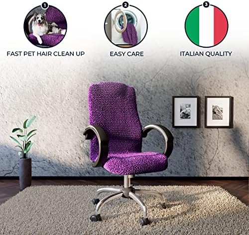 PAULATO BY GA.I.CO. Stretch Office & Gaming Chair Cover – Breathable Desk Computer Armchair Slipcover with Zipper – Bi-Elastic Stretchable Protector Machine Washable – Purple (Office Chair) - Image 5