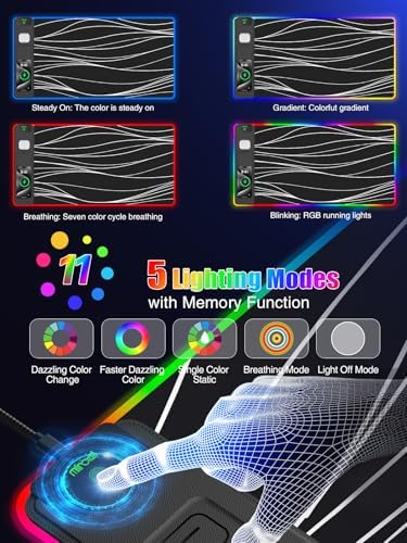 Mouse Pad with Foldable Phone Holder & Wireless Charger, XXL RGB Gaming Mousepad 31.5"x15.8" Large Desk Mat for Keyboard, Black Desk Pad with Dual Qi Charging Station | 11 Colors 5 Modes | Waterproof - Image 5