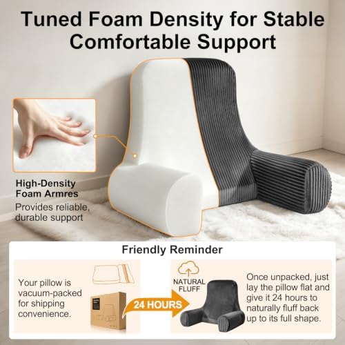 Reading Pillow for Bed Sitting Up, Back Support Pillow with Arms - Image 5