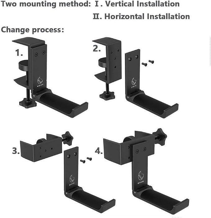 Under Desk Headphone Hanger, Foldable Aluminum Headset Hook for Clean Desk Setup, Space Saving Clamp Mount for Gaming & Home Office - Image 7