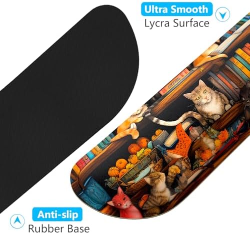 Dapesuom Enlarge Keyboard Wrist Rest, Memory Foam Wrist Cushion for Desk Mats Support, Cute Typing Pain Relief Keyboard Mouse Pad Rests Set with Non-Slip Base for Gaming Laptop Computer, Library Cats - Image 5