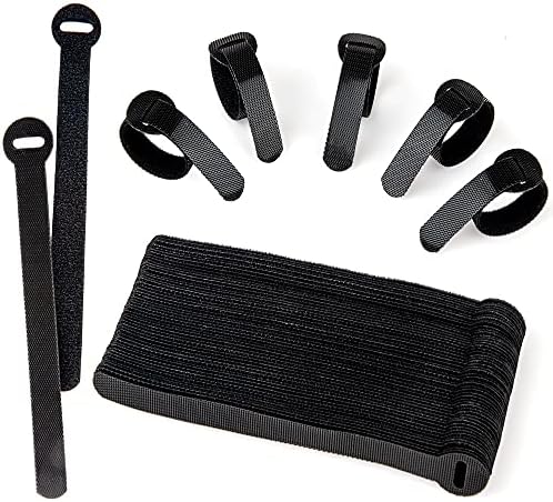 60x Cable Management Ties, Cord Wraps Black 6 Inches, Reusable Tidy Wire Ties for Cords, PC, TV, Computer & Desk by ARMIZ