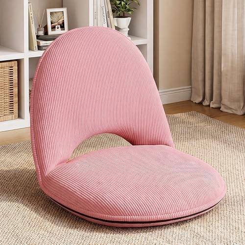 Xuhal Floor Chair with Back Support Adjustable 5 Foldable Position Floor Seat Thick Padded Tatami Seat Flexible Bleacher Recliner for Living Room Beach Bedroom Adults Meditation Reading Gaming(Pink) by Xuhal