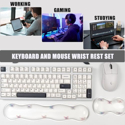 Gel Keyboard and Mouse Wrist Rest Set, Wrist pad for Computer Keyboard | Cute Butterfly Wrist Support for Keyboard 60%/68%/75%, Keyboard Cushion, Comfort & Support for Typing and Gaming - Image 5