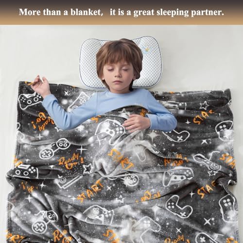 SOCHOW Glow in The Dark Gaming Blanket for Gamers, Grey 50 x 60 Inches - Image 4