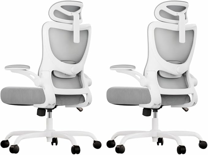 Marsail Ergonomic Office Chair with 3D Armrests, Pack of 2 | Office Desk Chair with High Back Mesh, Adjustable Lumbar Support, Rolling Work Swivel Task Chairs with Wheel, Headrest, home by Marsail
