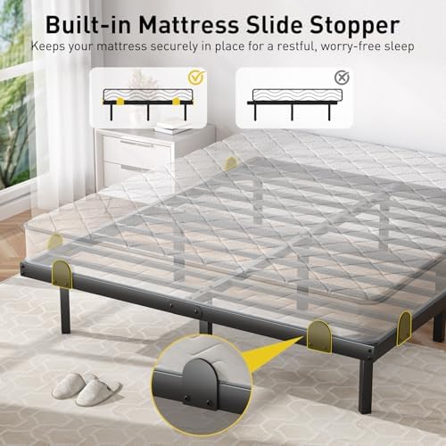 AGXI Floating Bed Frame with LED Lights and Charging Station, 14 Inch King Size Floating BedFrame - Modern King Size Bed Frame Easy Assembly No Box Spring Needed - Image 4