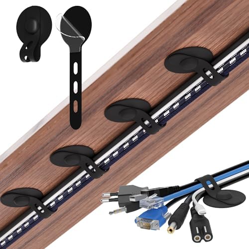 Cable Management Under Desk, Adhesive Cable Ties, 30Pack-Black by ELECTRONICSORGANIZATION