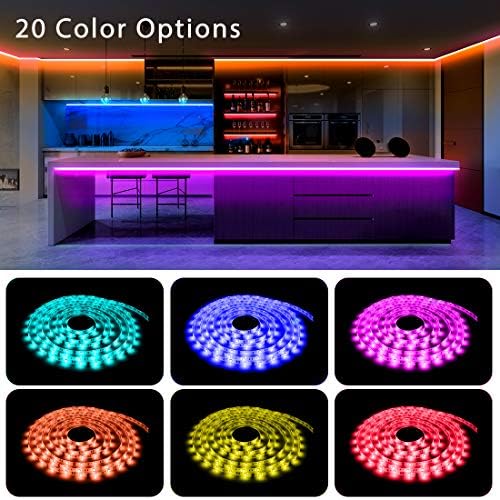 phopollo 5050 LED Strip Lights, 25ft Led Lights for Bedroom with 44 Keys IR Remote Controller and 12V Power Supply - Image 2