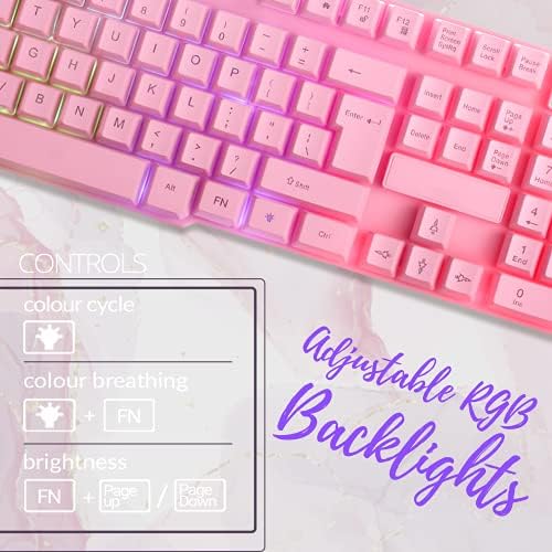 Pink Gaming Keyboard and Mouse Headset Headphones and Mouse pad, Wired LED RGB Backlight Bundle Pink PC Accessories for Gamers and Xbox and PS4 PS5 Nintendo Switch Users - 4in1 Edition Hornet RX-250 - Image 3