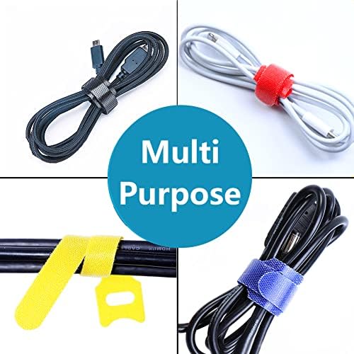 100 Pack 5 Color Reusable Cable Ties Multi Color Releasable Cable Straps Adjustable Hook and Loop Colorful Cable Wire Tidy for PC Cable Management - Image 6