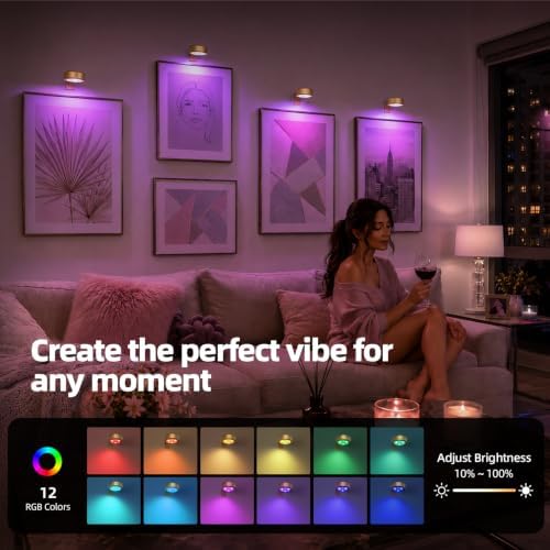 EZVALO Picture Lights for Wall, 2000mAh Rechargeable Battery Magnetic Poster Lights with 3 Color Temps & 12 RGB, Remote Dimmable Timer Painting Light, Wall Decor Light for Art Display, Frame (3 Pack) - Image 6