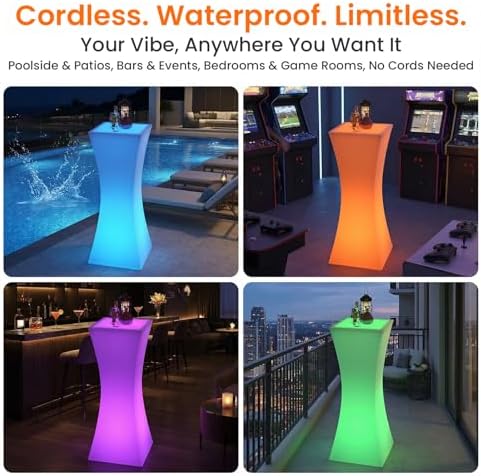 CECER 18" LED Cocktail Table with 16 RGB Multi-Colored Lights for Bar/Party - Image 6