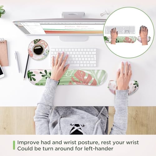 Gimars Enlarge Silky and Superfine Fabric Gel Memory Foam Keyboard Wrist Rest Set, Ergonomic Keyboard Mouse Wrist Support for Typing Pain Relief, Comfort for Office, Gaming, Computer-Morandi Pink - Image 6