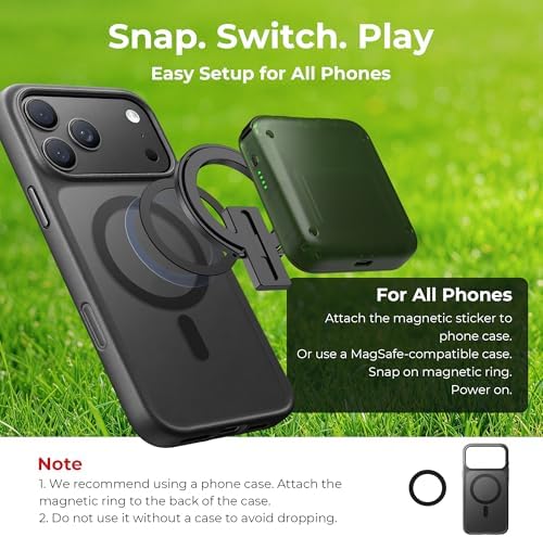 abxylute M4 Snap-On Mobile Gaming Controller for Android & iPhone, Switch 1&2, Portable Bluetooth Controller, Pocket-Sized Retro Arcade Phone Gamepad Kickstand, Dual Joystick Turbo Pro Gaming Magnetic (Green) - Image 4
