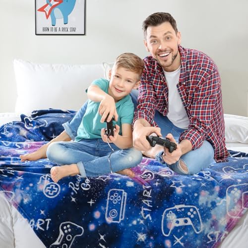 SOCHOW Glow in The Dark Gaming Blanket for Gamers, Blue 50 x 60 Inches - Image 5
