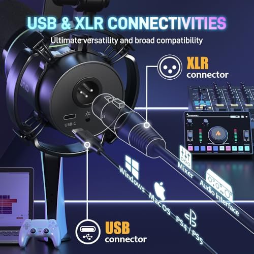 MAONO PD200X XLR/USB Dynamic Microphone, RGB Gaming Mic with Software - Image 6
