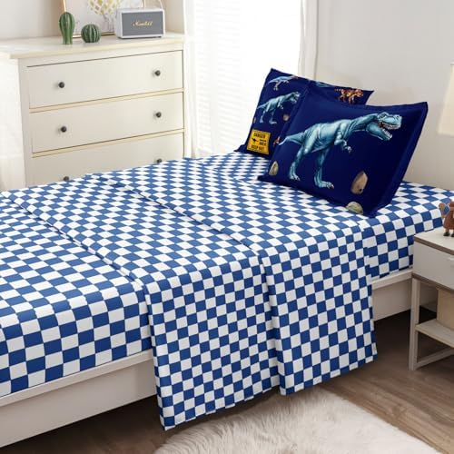 Kid Twin Comforter Set - 5 Pcs Dinosaur Bedding Set for Boys, Blue - Image 5