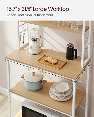 VASAGLE Coffee Bar, 31.5 Inchs 6-Tier Baker's Rack with 6 Hooks - Image 6