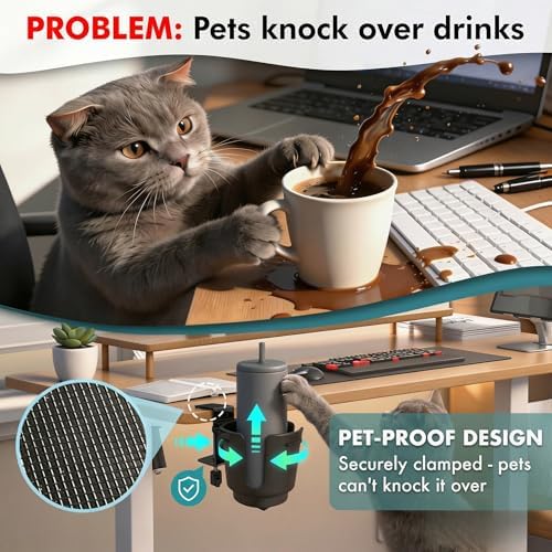 Large Desk Cup Holder Clamp with Metal Mount for 3.26" Water Coffee Bottles - Image 3