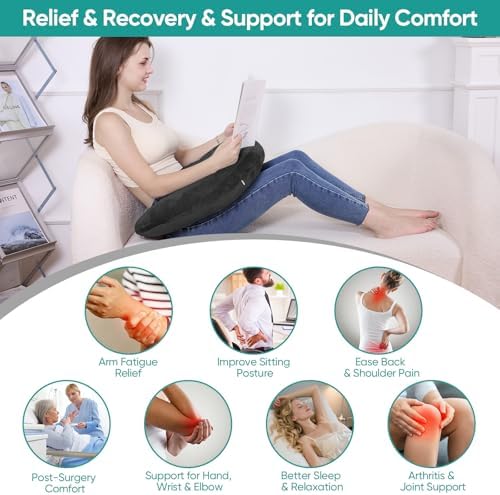 Reading Pillow for Gaming, Lap Desk Pillow Crochet Pillow Ergonomic Arm Support for Sitting in Bed or Couch, Pain Relief and Fatigue for Gaming, Reading, Crocheting, Playing & Working - Image 4