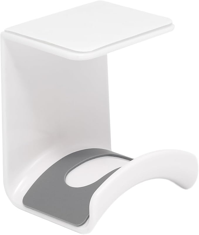 White Headphone Stand Hanger,Hanging Headset Holder Hook Under Desk by Adyoney