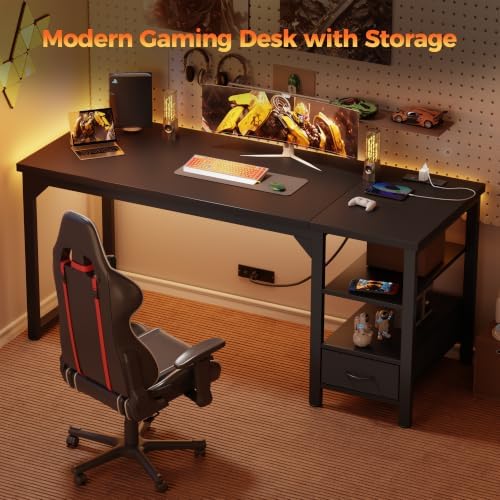 Mericonia 54" Reversible Computer Desk with Drawer, 1.2" Thick Office Desk - Image 7
