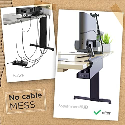 Under Desk Cable Management Tray - No Drill Organizer for Glass Desk. Perfect Standing Cable Management Rack (Black Wire Tray - Single 17'') - Image 2